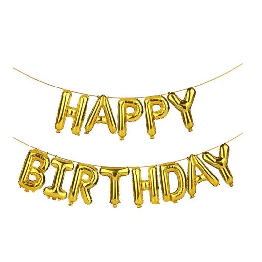 Set baloane folie Klevo, Happy Birthday, 40 cm, auriu