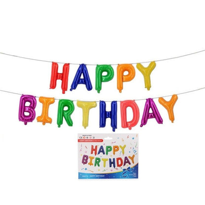 Set 13 Baloane Folie, Klevo, Tip Ghirlanda, Model Happy Birthday, 40 cm, Multicolor