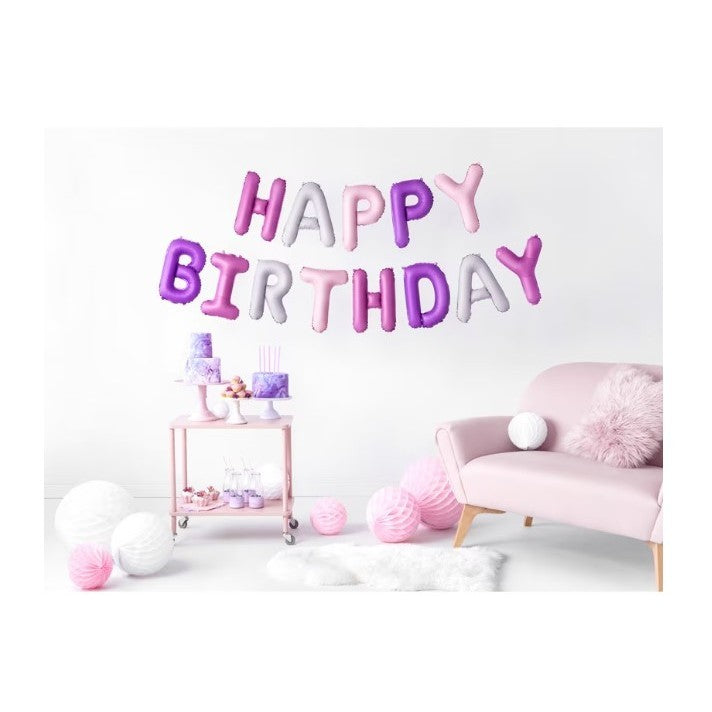 Set baloane folie Klevo, Happy Birthday, 40 cm, multicolor