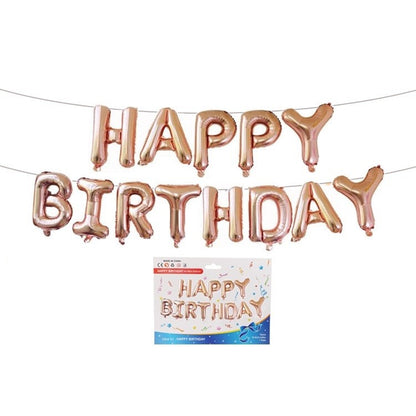 Set baloane folie Klevo, Happy Birthday, 40 cm, rose gold