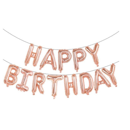 Set baloane folie Klevo, Happy Birthday, 40 cm, rose gold
