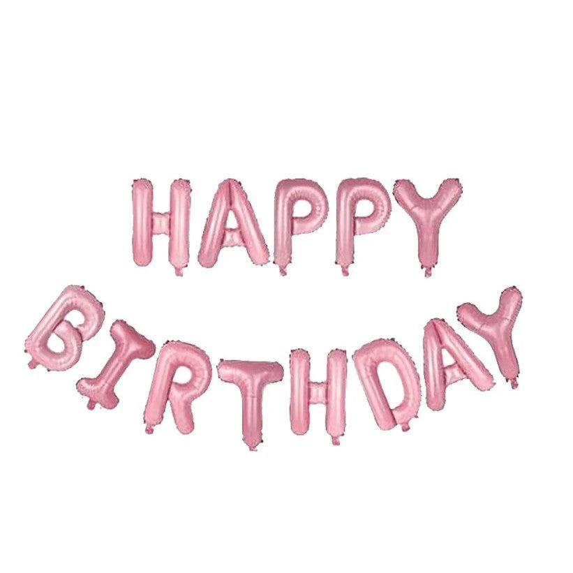 Set 13 Baloane Folie, Klevo, Tip Ghirlanda, Model Happy Birthday, 40 cm, Roz Deschis