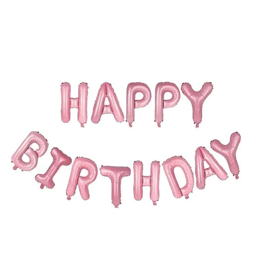 Set 13 Baloane Folie, Klevo, Tip Ghirlanda, Model Happy Birthday, 40 cm, Roz Deschis