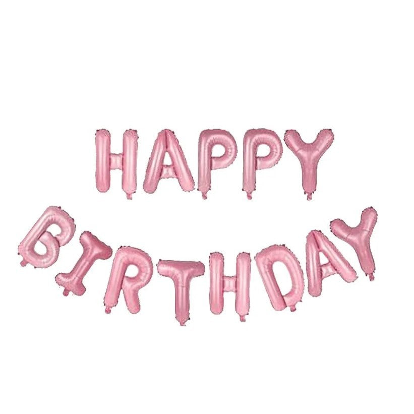 Set baloane folie Klevo, Happy Birthday, 40 cm, roz deschis