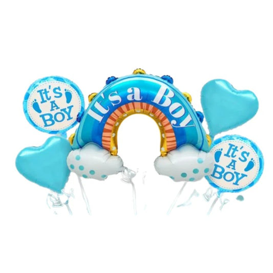 Baloane decorative tematica BABY SHOWER, Klevo, ITS A BOY, pentru gender reveal, botez, set din 5 bucati, 66 x 91 cm, Albastru