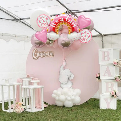 Baloane decorative tematica BABY SHOWER, Klevo, ITS A GIRL, pentru gender reveal, botez, set din 5 bucati, 66 x 91 cm, Roz