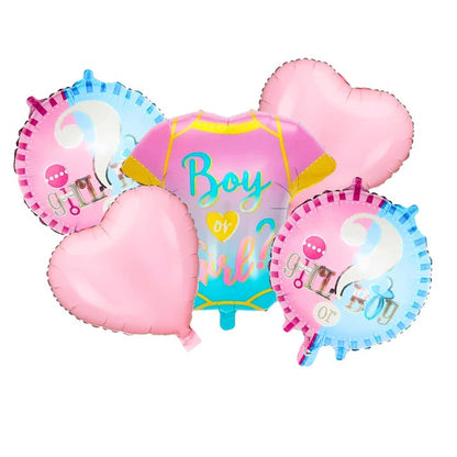 Baloane pentru GENDER REVEAL, Klevo, Model Petrecere, Set din 5 bucati, din folie de aluminiu, 55 x 61.5 cm Roz Albastru