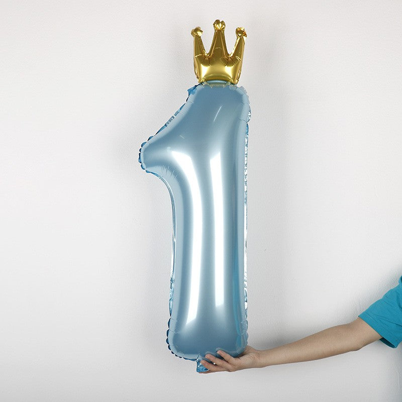 Set 8 Baloane din Folie Metalizată si din Latex, Klevo, Figurine Cifra 1 Printesa 91cm, Stea 45 cm si Cerc 55 cm, Baloane Latex 30 cm, Tema Prima