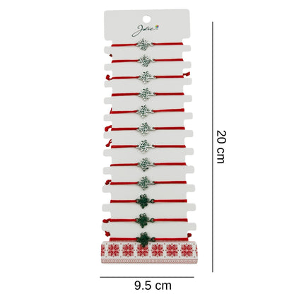 Bratara Martisor pentru Dama, Jolie, Model Copacul Vietii, Set 12 bucati, Pandativ Argintiu din Inox cu Snur Rosu Ajustabil