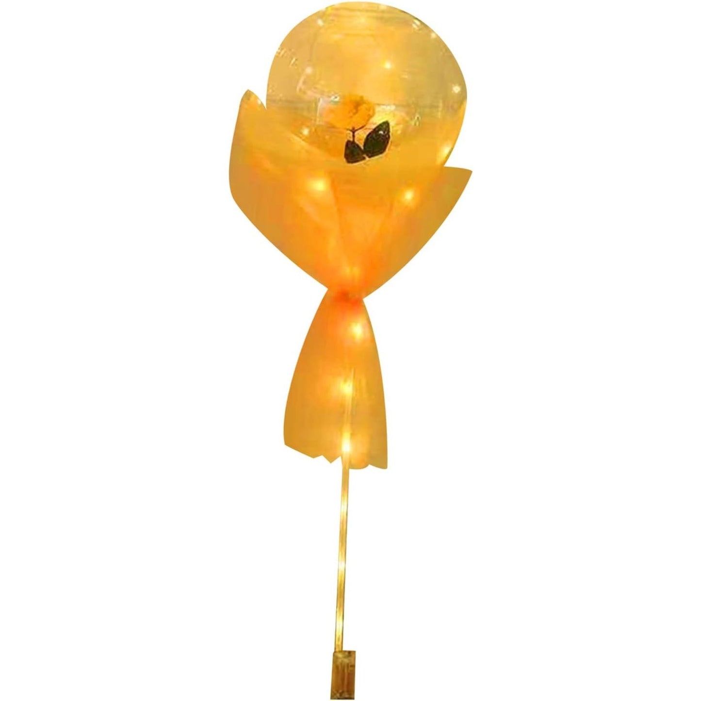 Set Buchet Decorativ, Klevo, Trandafir in Balon cu Lumini Led, Diametru 35 cm, 2 x Baterii AA (neincluse), Sampanie