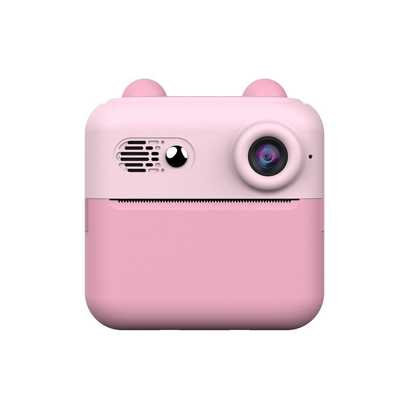 Set Camera Instantanee pentru Copii, Klevo, Ecran HD 2.4'', 24MP, 720P Video, 1200 mAh, cu Functie de Printare Alb-Negru, cablu USB-C, Bluetooth, Compatibil iOS/Android, Imprimare APP, Roz