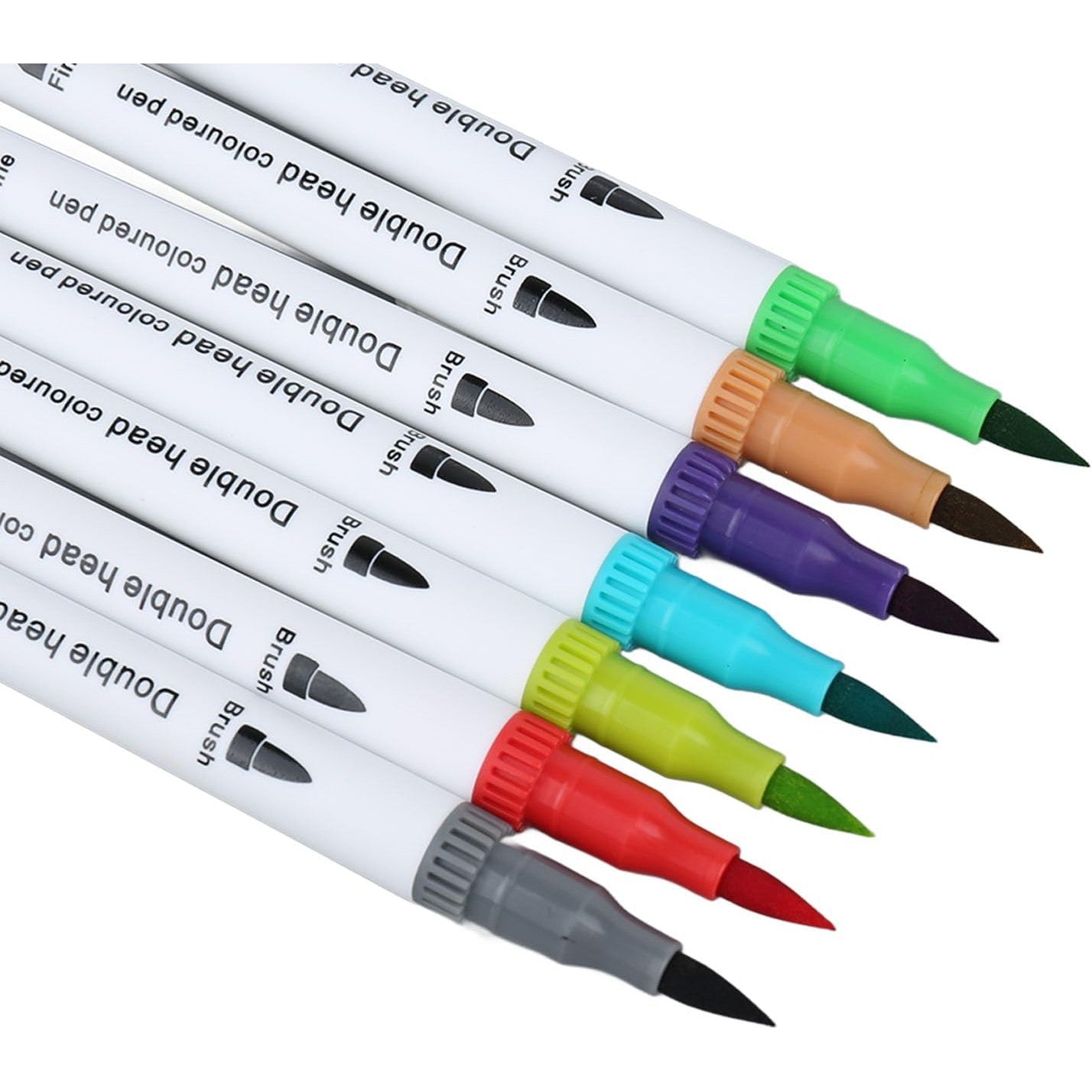 Set Carioci pe Baza de Apa, Klevo, 2 in 1, pentru Pictura, Caligrafie, 60 Culori, Penar Negru, Corp Carioca Alb, 26.5 x 17.5 x 4.5 cm, Multicolor