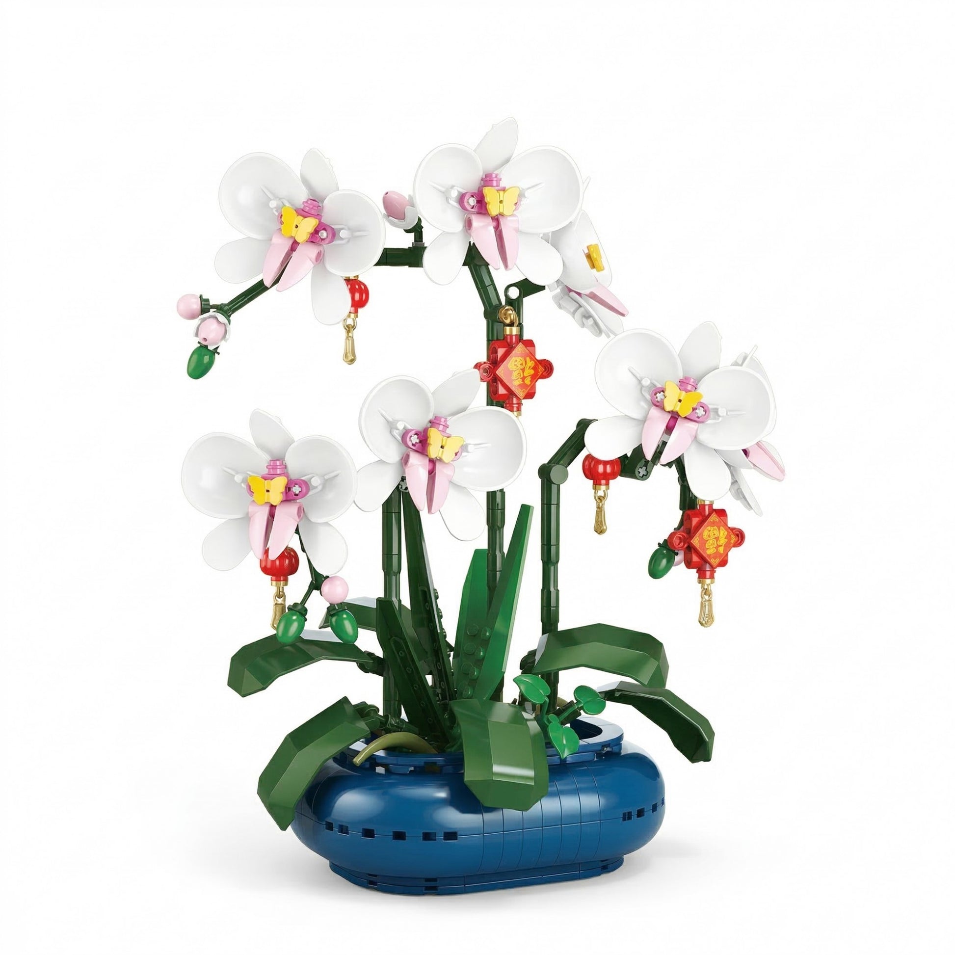 Set de Constructie Klevo, Orhidee in Vaza, 587 piese, 6+ ani, Planta Artificiala, Decor Floral Elegant, Idee de Cadou pentru Femei, Cadou pentru Iubita si Pasionatii de Jocuri de Constructie Creativa