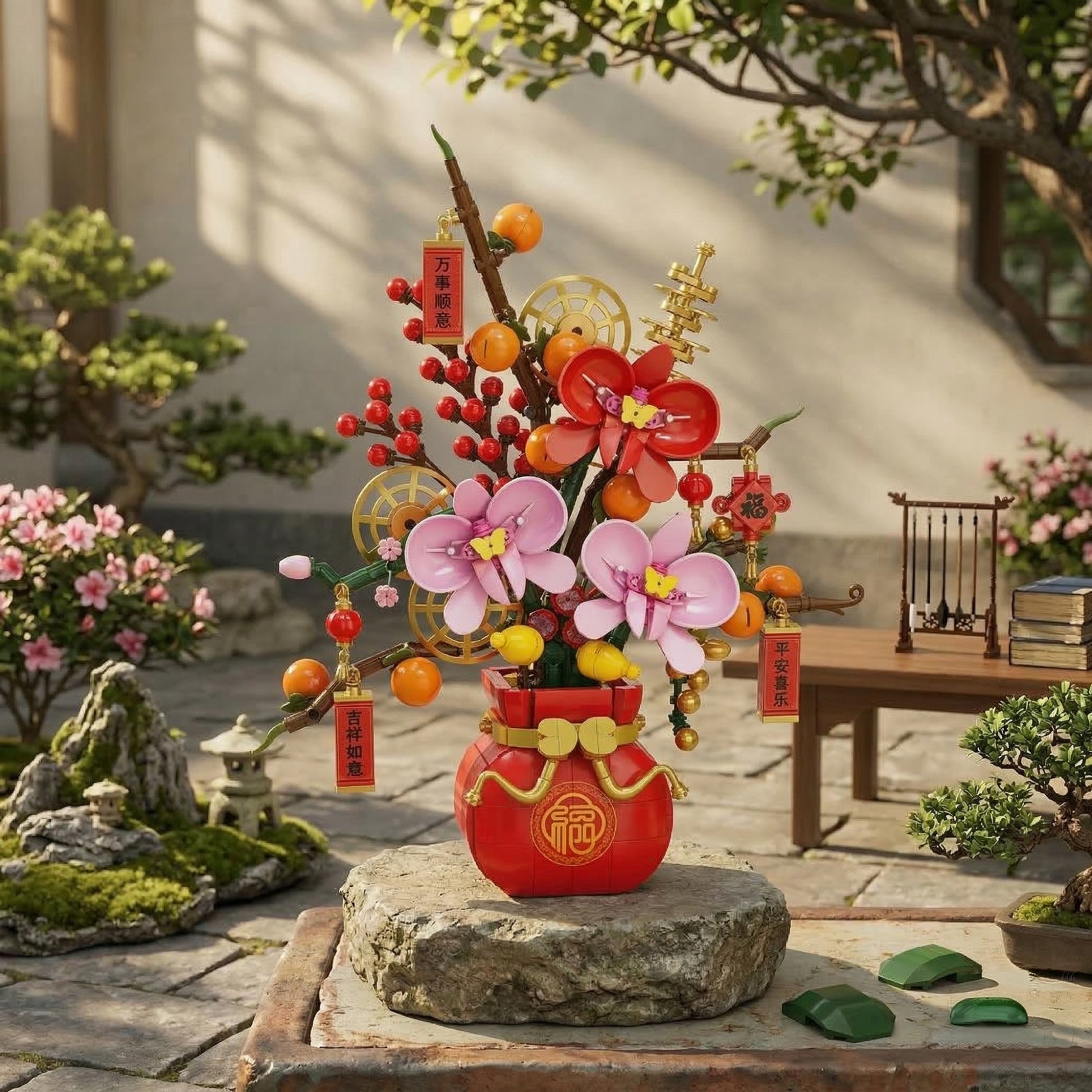 Set de Constructie, Klevo, Vaza Decorativa cu Flori, 818 piese, 6+ ani, Planta Artificiala, Decor Floral Elegant, Idee de Cadou pentru Femei, Cadou pentru Iubita si Pasionatii de Jocuri de Constructie Creativa