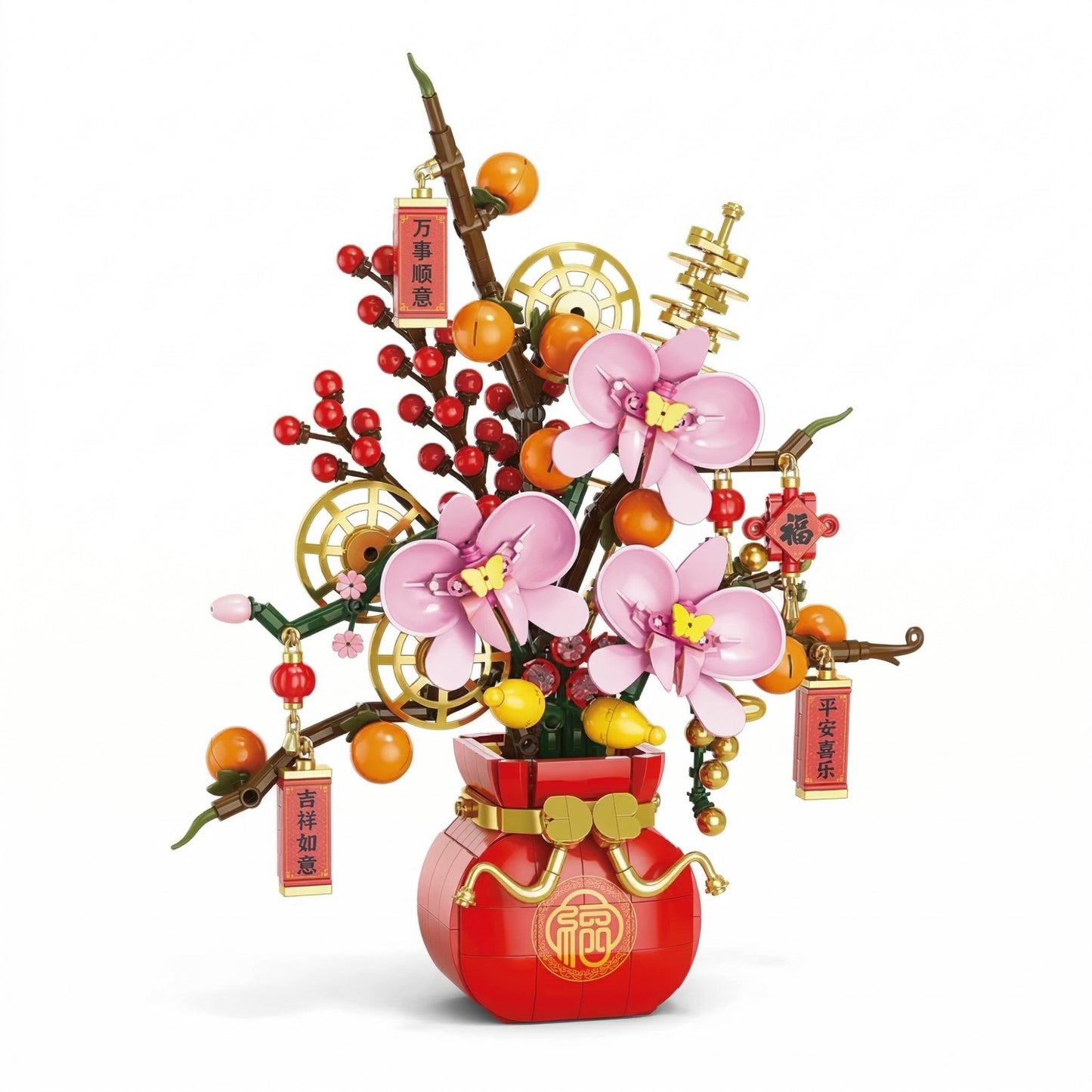 Set de Constructie, Klevo, Vaza Decorativa cu Flori, 818 piese, 6+ ani, Planta Artificiala, Decor Floral Elegant, Idee de Cadou pentru Femei, Cadou pentru Iubita si Pasionatii de Jocuri de Constructie Creativa