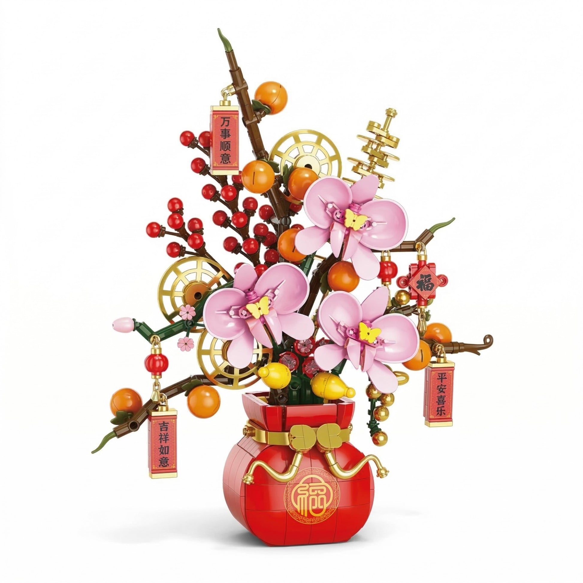 Set de Constructie, Klevo, Vaza Decorativa cu Flori, 818 piese, 6+ ani, Planta Artificiala, Decor Floral Elegant, Idee de Cadou pentru Femei, Cadou pentru Iubita si Pasionatii de Jocuri de Constructie Creativa