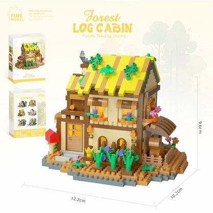 Set constructie, Klevo, Forest Log Cabin, din ABS, Model Casuta din Gradina, 834 piese, 12.2x10.2x9.6 cm, Multicolor