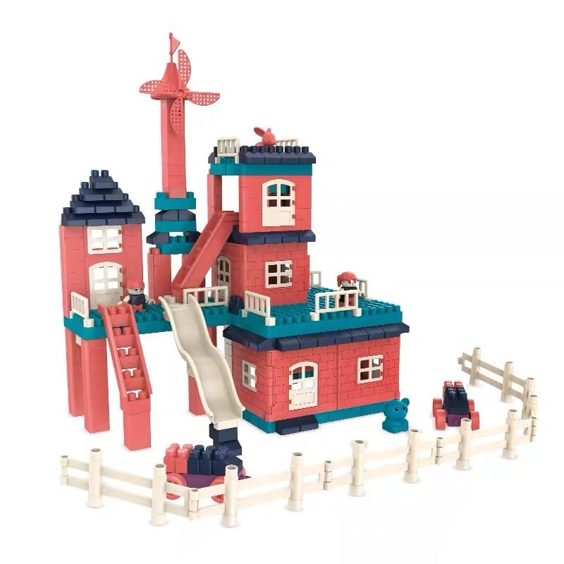 Set constuctii, Klevo, Casa si curte, 251 piese, Multicolor