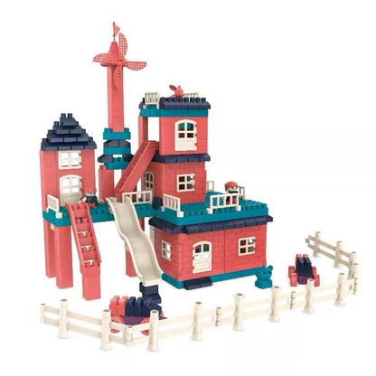 Set constuctii, Klevo, Casa si curte, 251 piese, Multicolor