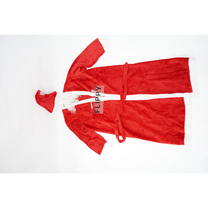 Set Costum de Mos Craciun, Klevo, rosu, pentru adulti, catifea, 4 piese