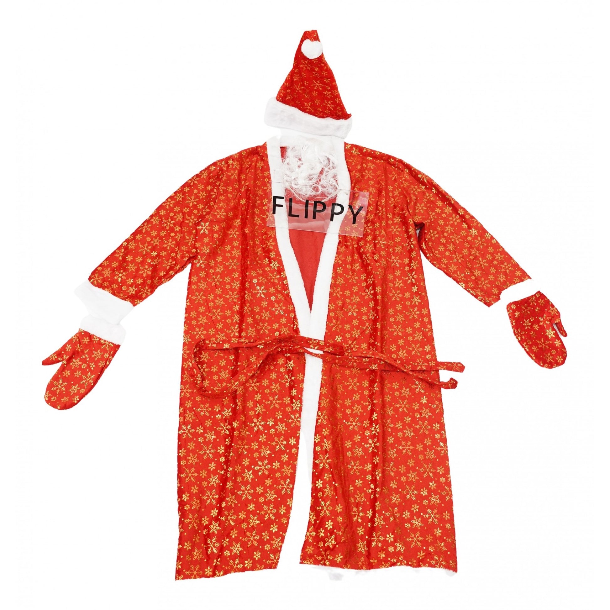 Set Costum de Mos Craciun, Klevo, rosu, pentru adulti, catifea, 5 piese