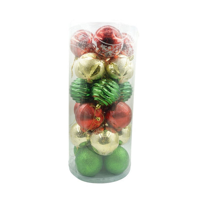 Set de 24 ornamente de brad, Klevo, de tip Glob, Multicolor, cu ø de 8 cm, din plastic, cu finisaj sclipitor , cutie  19  cm lungime x 42  cm inaltime x 19  cm adancime