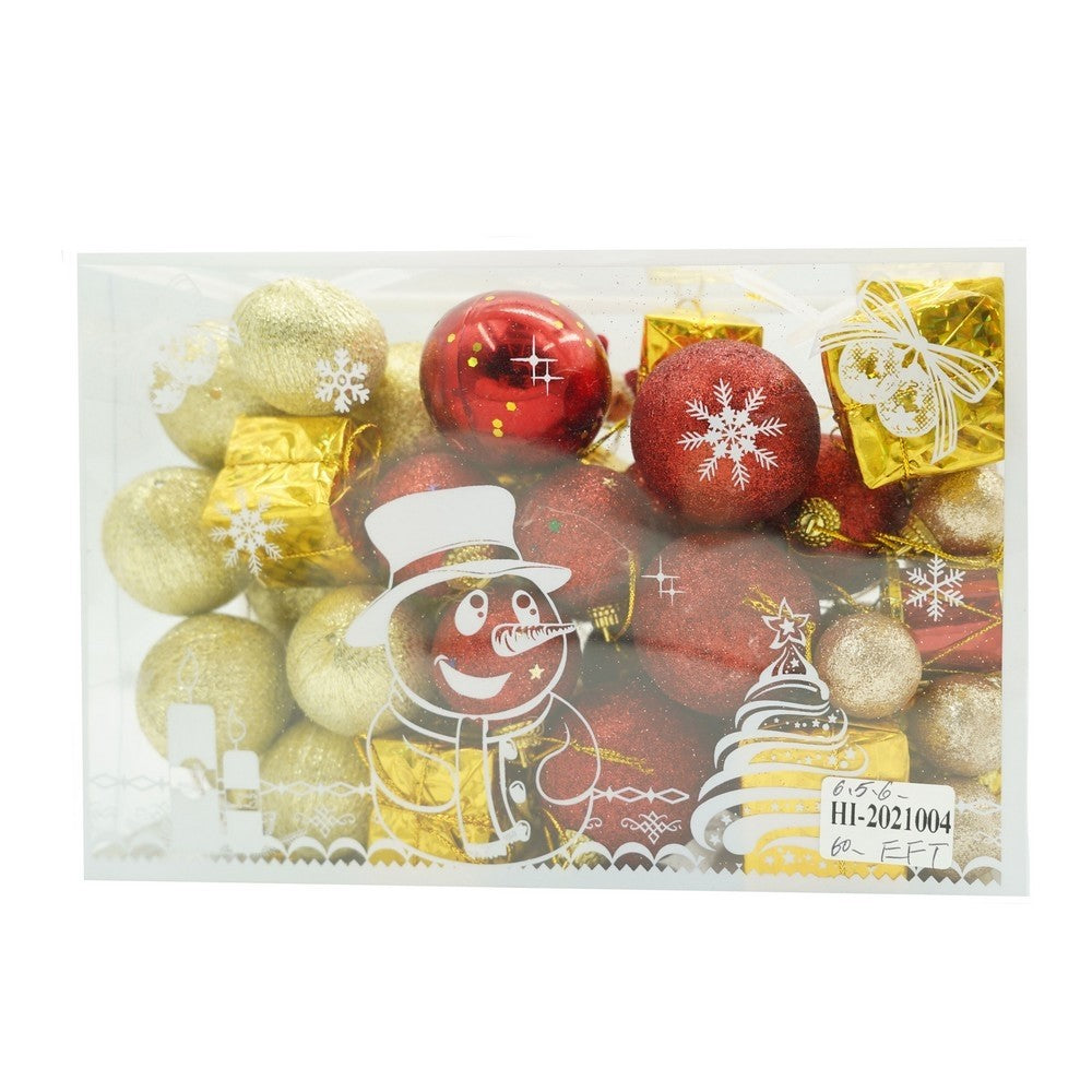 Set de 45 ornamente de brad, Klevo, de tip Glob, , din polistiren, cu finisaj sclipitor , cutie  8  cm adancime x 24  cm lungime x 16  cm inaltime