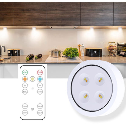 Set de 6 Lampi Led Klevo, Fara Fir, Cu Baterii, 3 Culori de Lumina, cu 2 Telecomenzi, din Plastic, Alb