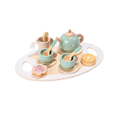 Set de Ceai Klevo, din Lemn, 15 Piese, Vopsea Ecologica, +36 Luni, Multicolor Pastel