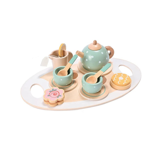 Set de Ceai Klevo, din Lemn, 15 Piese, Vopsea Ecologica, +36 Luni, Multicolor Pastel