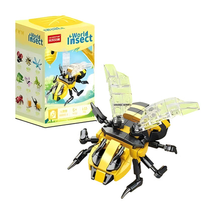 Set de Constructie, Klevo, Model Bondar, Lumea Insectelor Mini, 150 Piese, Model 3D, Jucarie Educativa STEM, +6 Ani, Plastic ABS, 11 x 7 x 7 cm, Negru/Galben