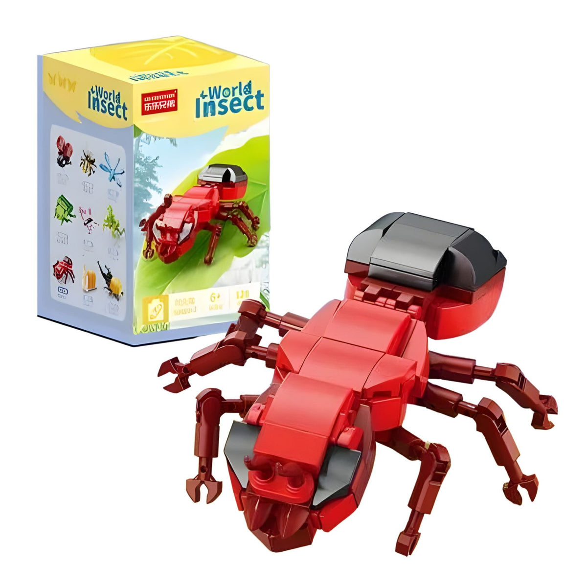 Set de Constructie, Klevo, Model Furnica de Foc, Lumea Insectelor Mini, 128 Piese, Model 3D, Jucarie Educativa STEM, +6 Ani, Plastic ABS, 11 x 7 x 7 cm, Rosu
