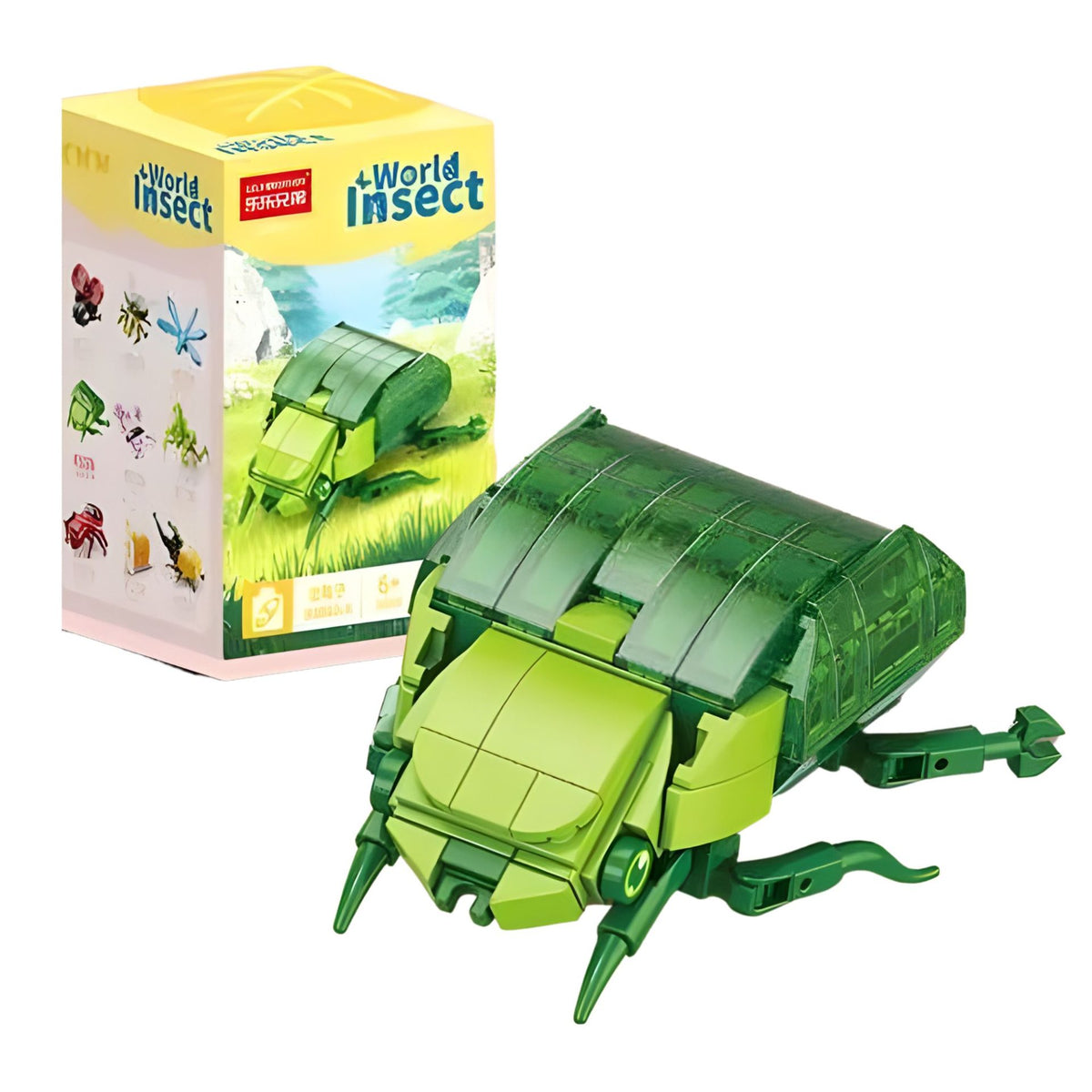 Set de Constructie, Klevo, Model Gandac Scarabeu, Lumea Insectelor Mini, 98 Piese, Model 3D, Jucarie Educativa STEM, +6 Ani, Plastic ABS, 11 x 7 x 7 cm, Verde Inchis