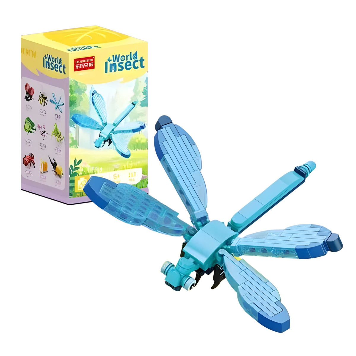 Set de Constructie, Klevo, Model Libelula, Lumea Insectelor Mini, 117 Piese, Model 3D, Jucarie Educativa STEM, +6 Ani, Plastic ABS, 11 x 7 x 7 cm, Albastru