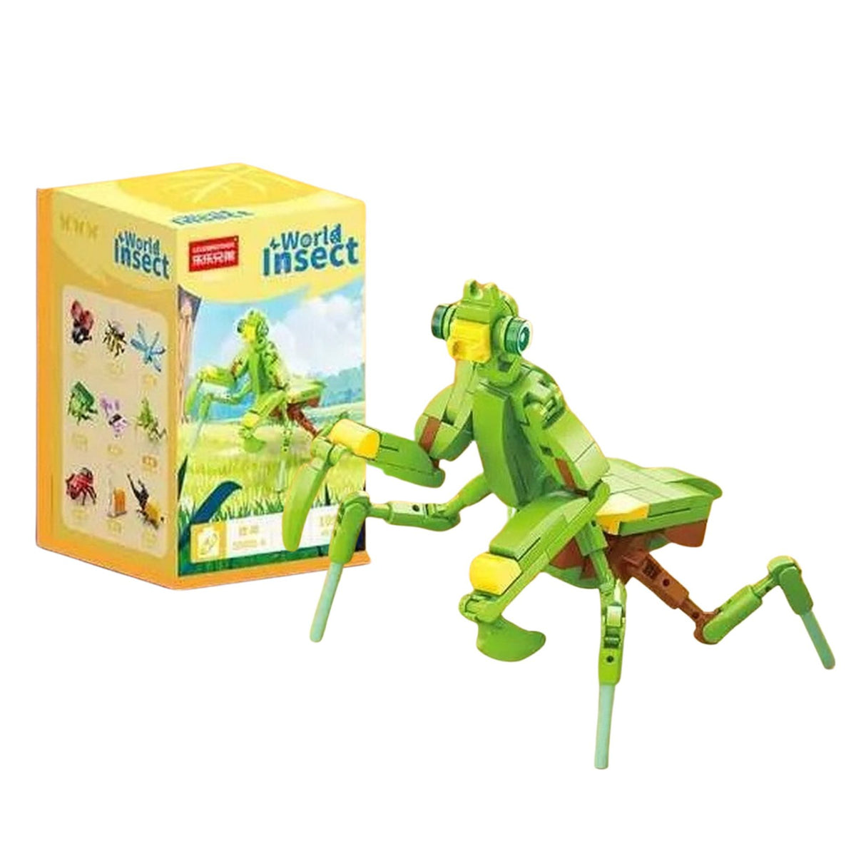 Set de Constructie, Klevo, Model Mantis, Lumea Insectelor Mini, 109 Piese, Model 3D, Jucarie Educativa STEM, +6 Ani, Plastic ABS, 11 x 7 x 7 cm, Verde Deschis
