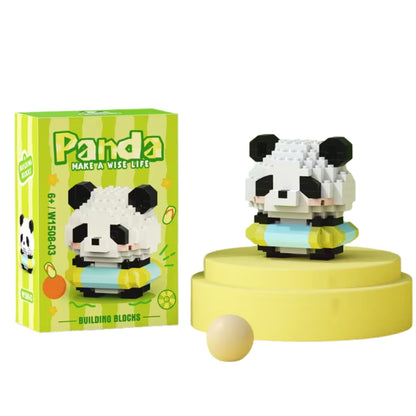 Set de Constructie, Klevo, Model Panda cu Cerc de Inot, 180 Piese, Model 3D, Jucarie Educativa STEM, +6 Ani, Plastic ABS, 7.8 x 4.1 x 11.3 cm, Verde Deschis
