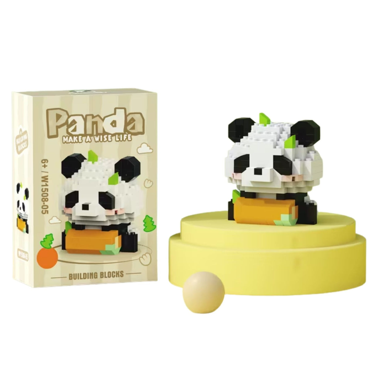 Set de Constructie, Klevo, Model Panda cu Lemn, 167 Piese, Model 3D, Jucarie Educativa STEM, +6 Ani, Plastic ABS, 7.8 x 4.1 x 11.3 cm, Bej