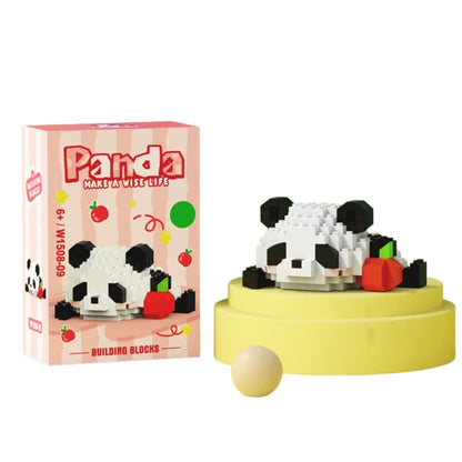 Set de Constructie, Klevo, Model Panda cu Mar, 148 Piese, Model 3D, Jucarie Educativa STEM, +6 Ani, Plastic ABS, 7.8 x 4.1 x 11.3 cm, Rosu