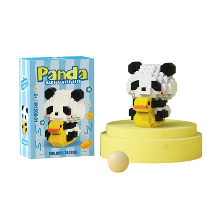 Set de Constructie, Klevo, Model Panda cu Rata, 179 Piese, Model 3D, Jucarie Educativa STEM, +6 Ani, Plastic ABS, 7.8 x 4.1 x 11.3 cm, Albastru Inchis
