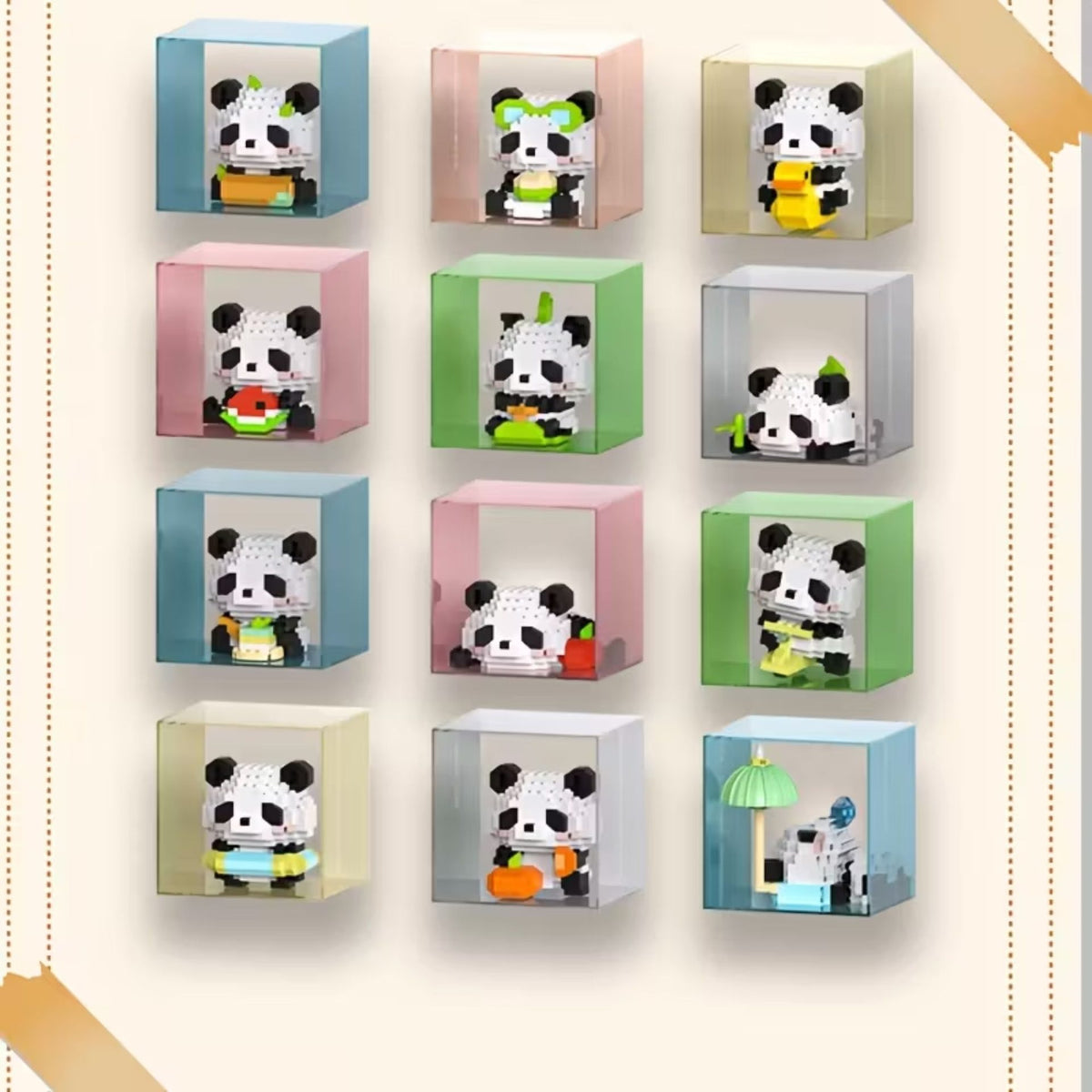 Set de Constructie, Klevo, Model Panda cu Suc de Cocos, 168 Piese, Model 3D, Jucarie Educativa STEM, +6 Ani, Plastic ABS, 7.8 x 4.1 x 11.3 cm, Albastru Deschis
