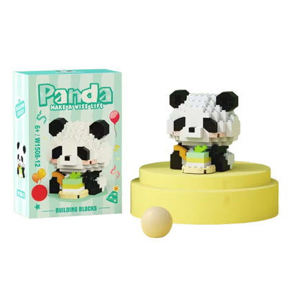 Set de Constructie, Klevo, Model Panda cu Tort, 159 Piese, Model 3D, Jucarie Educativa STEM, +6 Ani, Plastic ABS, 7.8 x 4.1 x 11.3 cm, Albastru Pastel