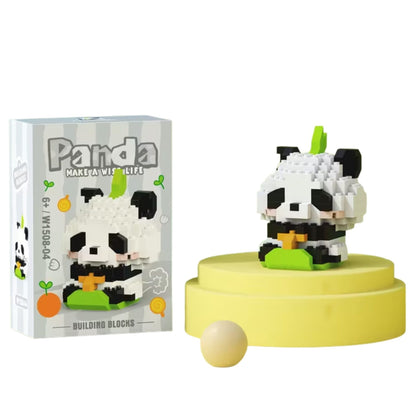 Set de Constructie, Klevo, Model Panda in Iarba, 161 Piese, Model 3D, Jucarie Educativa STEM, +6 Ani, Plastic ABS, 7.8 x 4.1 x 11.3 cm, Gri