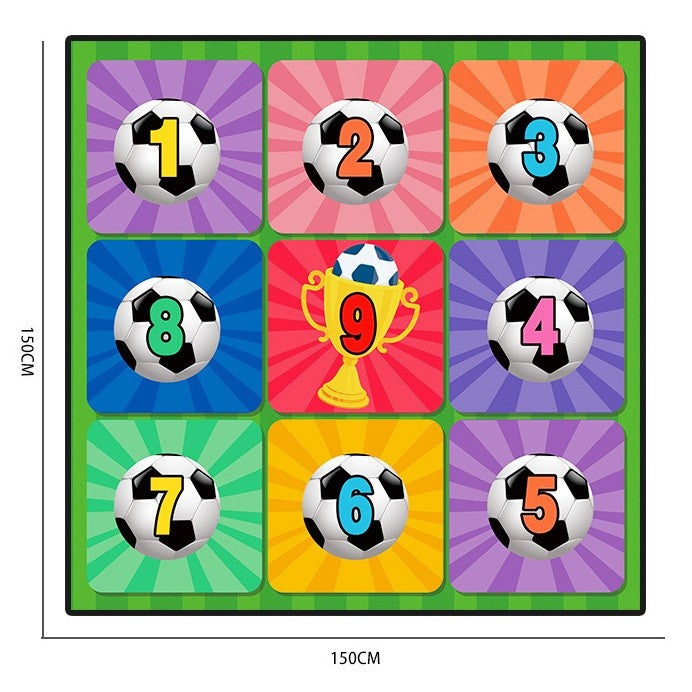 Set de Fotbal Klevo, Joc Recreativ Pentru Copii, Minge cu Scai, Plansa din Material textil, 150 x 150 cm, Model Trofeu, Multicolor