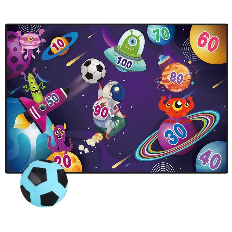 Set de Fotbal Klevo, Joc Recreativ pentru Copii, Model Extraterestrii, Minge cu scai, Poarta din Material Textil, 150 x 100 cm