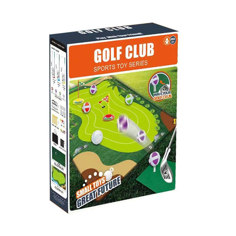 Set de Golf, Klevo, Interactiune Parinte-Copil, Covor de Golf, 140 x 98 cm, 4 Mingii cu Scai, 3 Crose Reglabile, Model C, +3 Ani, Multicolor