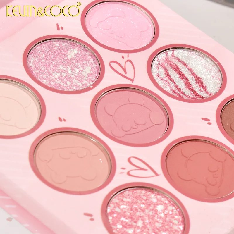 Set de Machiaj, Kevin&Coco, Paleta de Farduri pentru Pleoape si Lipgloss, 10.2x10.2x1.5cm, Model Panda, Multicolor