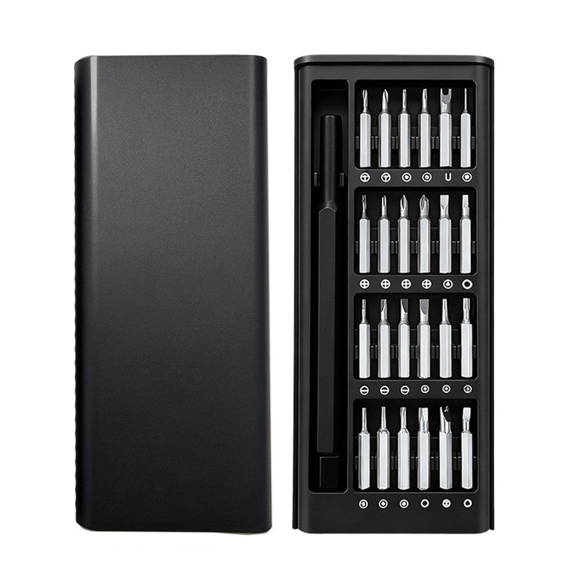 Set de Surubelnite 24-in-1 cu Clichet, Klevo, Set de Uz Casnic pentru Repararea Electronicelor Mici, Maner durabil Negru, 26.5 x 15 x 1.5 cm, Negru
