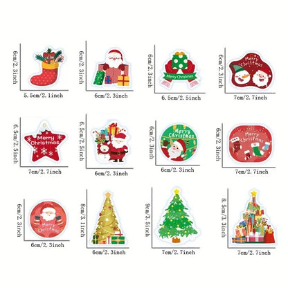 Set Decoratiuni de Craciun pentru Brad, Klevo, Modele Variate, Sfoara Inclusa, 12 Piese, 6 x 7 cm, Model B, Multicolor