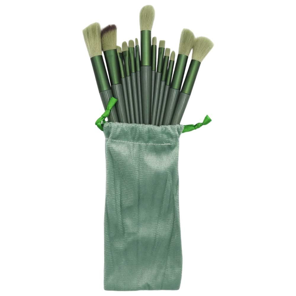 Set 13 pensule pentru machiaj, Klevo, super soft, makeup profesional/incepatori, verde