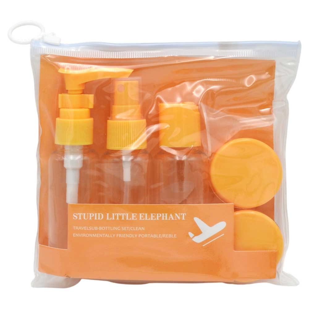 Set Recipiente pentru Cosmetice, Klevo, 5 Piese, cu Gentuta, pentru Calatorii, Reutilizabile, Portocaliu, Material Plastic, 40 ml, 10g